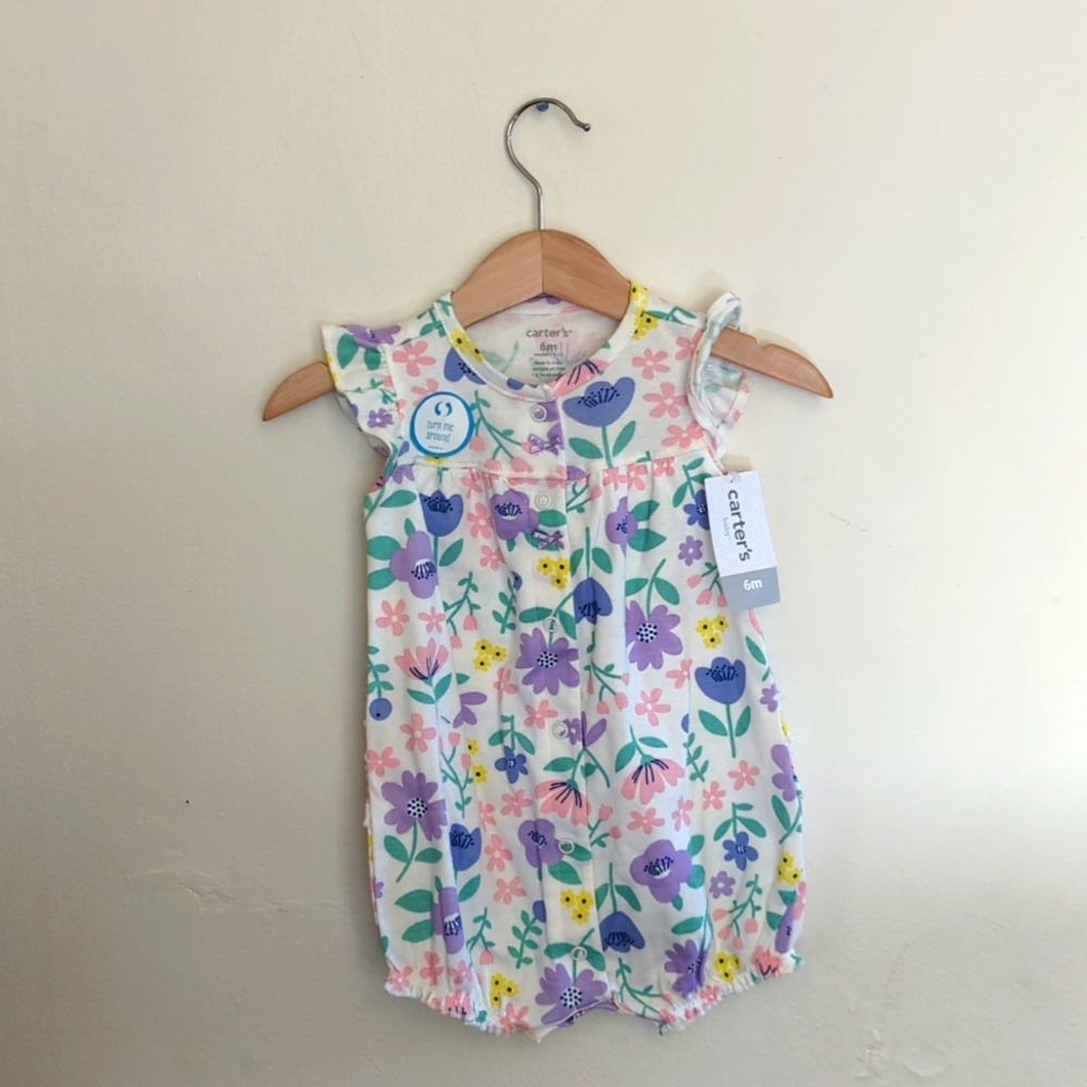 2 NWT Carter's 6mo. summer short jumpsuits